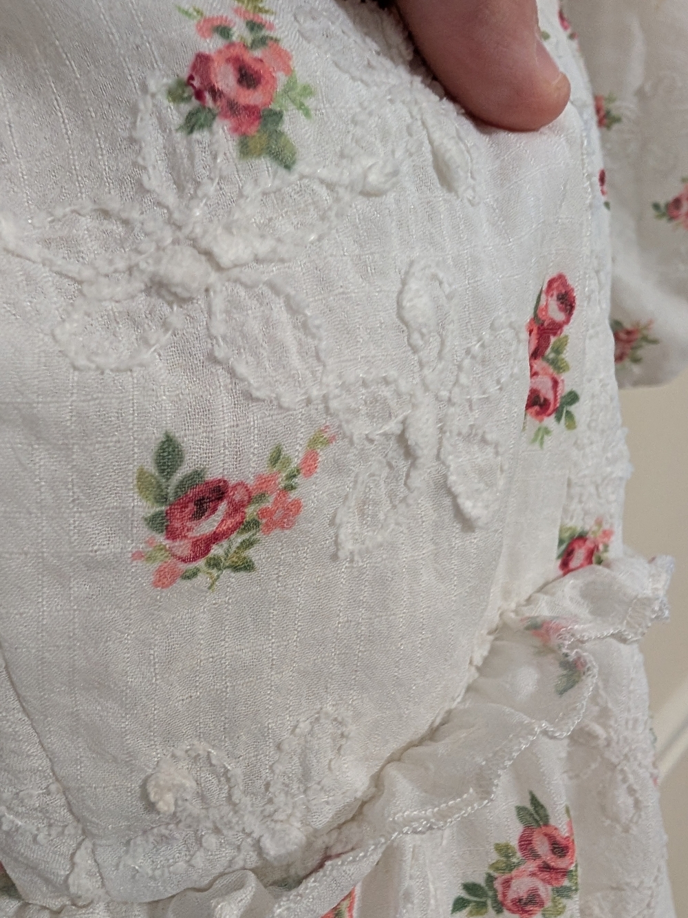 Altar'd State Ivory Dress with  Pink Floral Print With Pockets - Picture 10 of 11